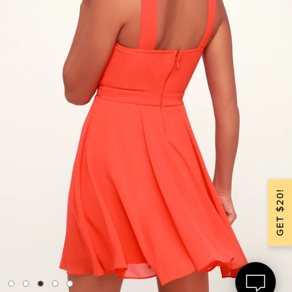 NWT Lulu's Coral Red Skater Dress - Picture 2 of 7